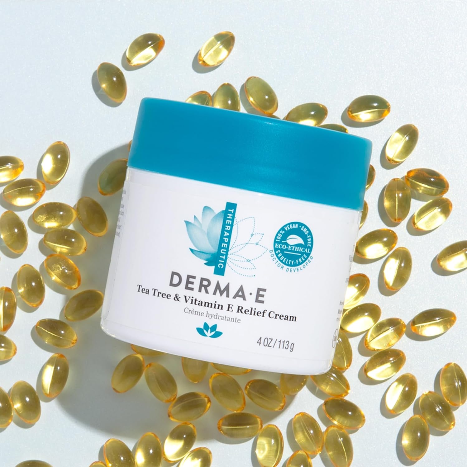 Derma E Tea Tree and Vitamin E Relief Cream – Deeply Moisturizing Tea Tree Lotion – Vitamin E Cream Soothes, Calms and Nourishes Dry, Irritated Skin, 4 oz : Beauty & Personal Care