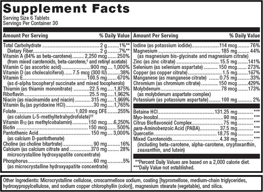 Metagenics Multigenics Intensive Care Without Iron - Multivitamin - Dietary Supplements For Everyday - With Quercetin, Beta-Carotene, Ascorbic Acid & More - Non-Gmo - Gluten-Free - 180 Tablets