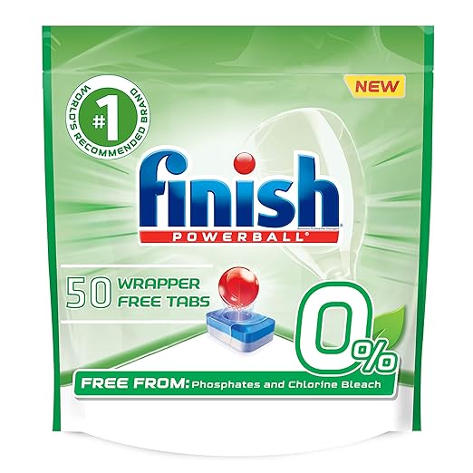 Finish 0% - 50ct - Dishwasher Detergent - Powerball - Dishwashing Tablets - Dish Tabs