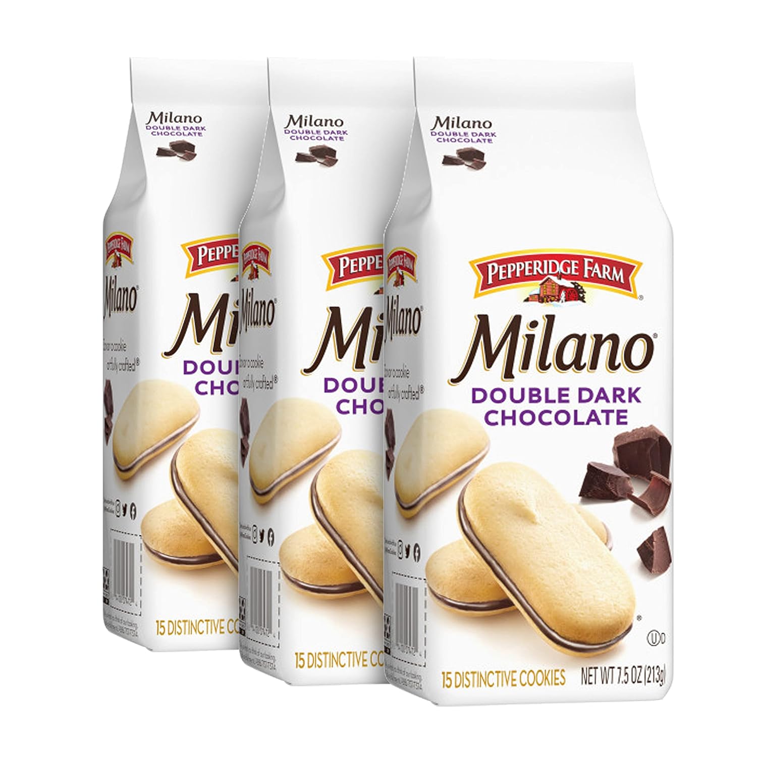 Pepperidge Farm Milano Cookies, Double Dark Chocolate, 3 Bags, 7.5 Oz. Each