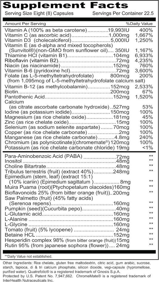 Priority One Vitamins Men's Complete 180 Capsules - Broad Spectrum Multi Vitamin and Mineral Supplement formulated for Men?s Overall Health and Wellbeing