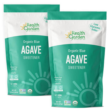 New Health Garden Blue Agave Sweetener Crystals - Organic - Non Gmo - Low Glycemic - Kosher - Keto Friendly (12 Oz X 2)