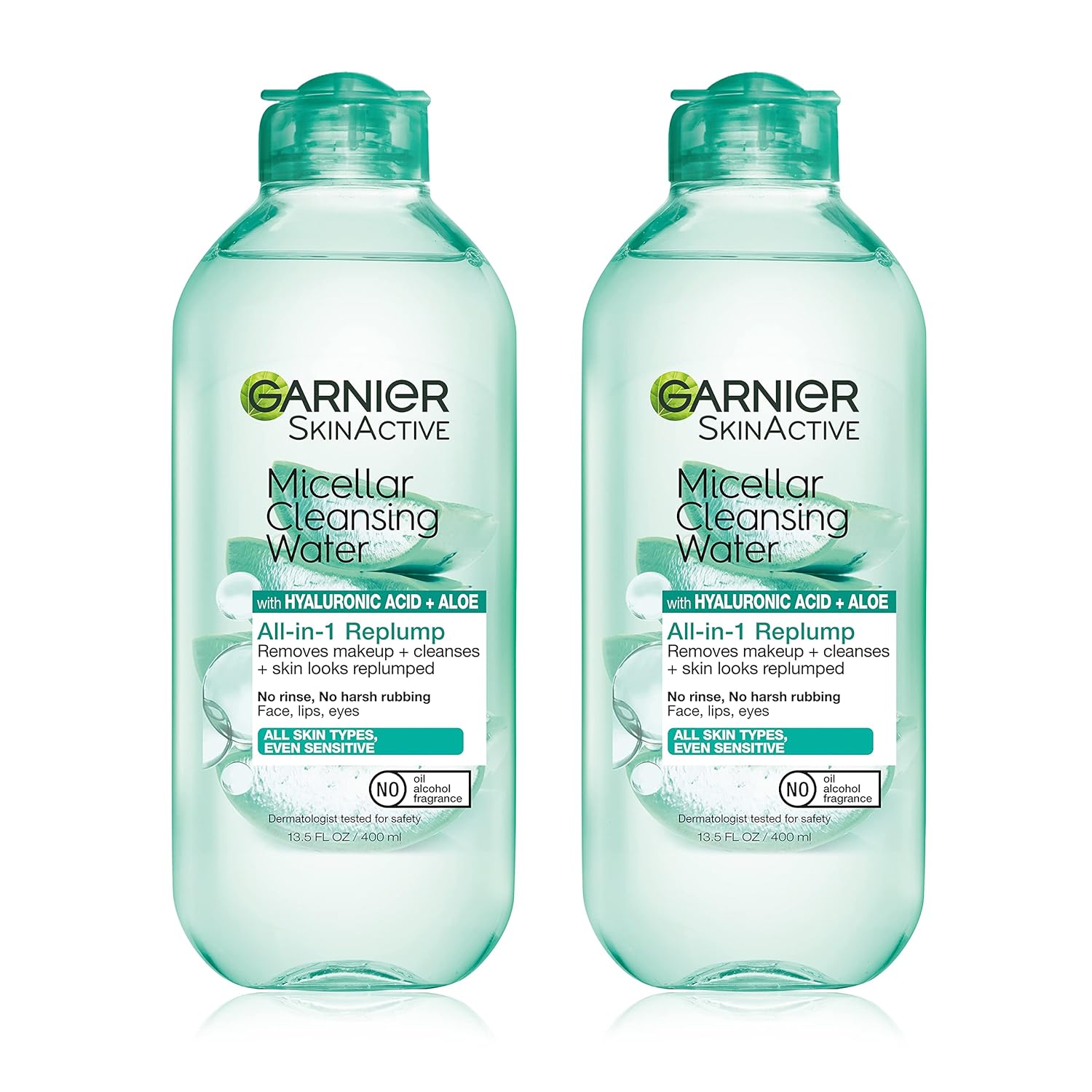 Garnier Micellar Water With Hyaluronic Acid, Facial Cleanser & Makeup Remover, Hydrating And Plumping, For All Skin Types, Vegan, Cruelty Free, 13.5 Fl Oz (400Ml), 1 Count
