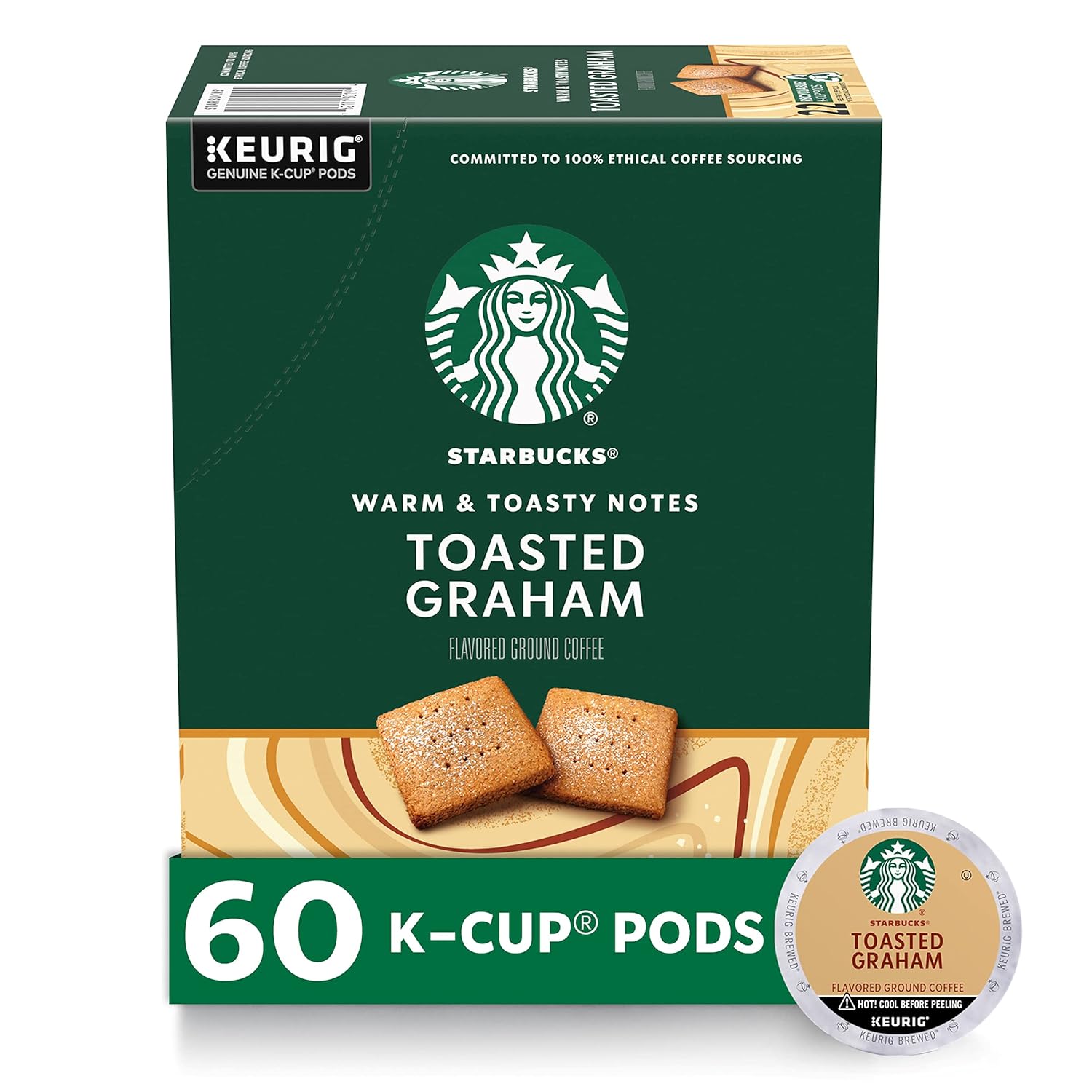 Starbucks K-Cup Coffee Pods, Toasted Graham Flavored Coffee, Naturally Flavored, 100% Arabica, 6 Boxes (60 Pods Total)