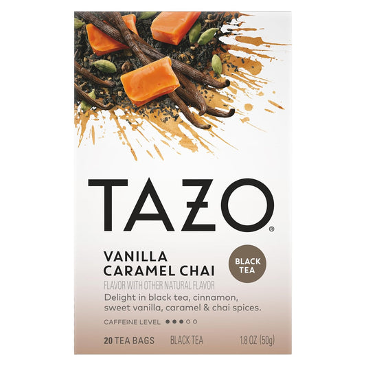 Tazo Chai Tea Bags, Vanilla Caramel Chai, Moderate Caffeinated Tea, 120 Total Tea Bags (20Ct - Pack Of 6)