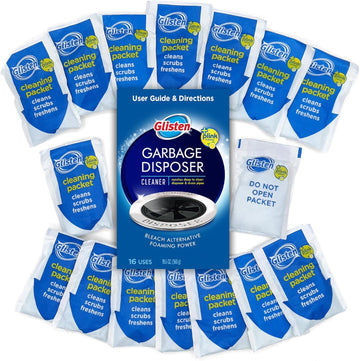 Glisten Garbage Disposer Cleaner And Freshener With Foaming Action, Helps Remove Buildup In Drains, Lemon Scent, 16 Packets