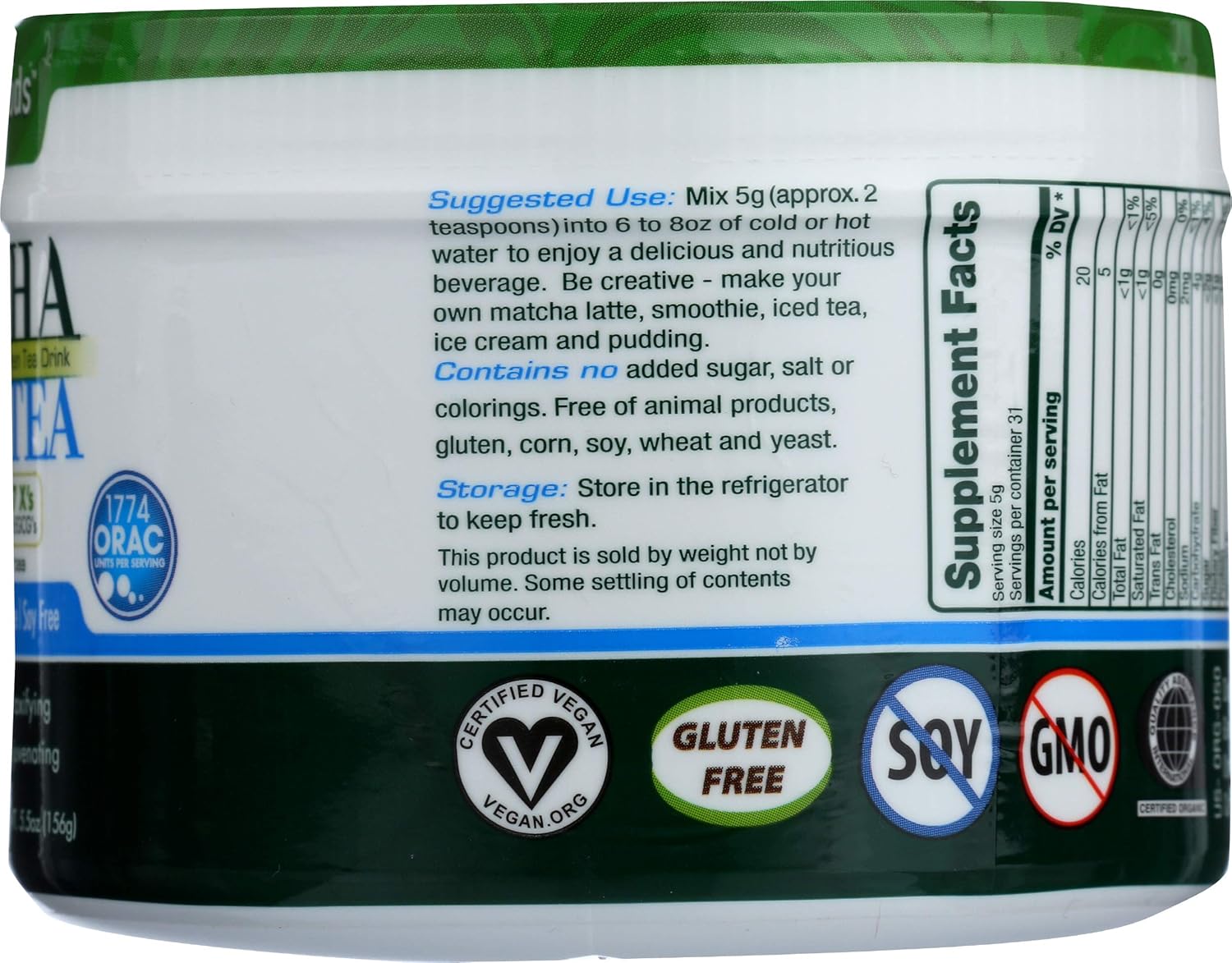 Green Foods Organic Matcha Green Tea - 5.5 Oz : Grocery & Gourmet Food