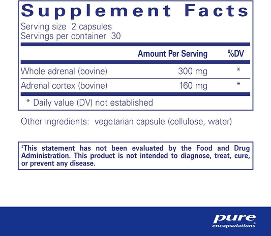 Pure Encapsulations Adrenal | Supplement To Support Healthy Cortisol Levels, Fatigue, Stress Moderation, And Adrenal Gland Function* | 60 Capsules