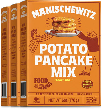 Manischewitz Potato Pancake Mix 6oz (3 Pack) Gluten Free, No MSG, Traditional Style Potato Latke Mix