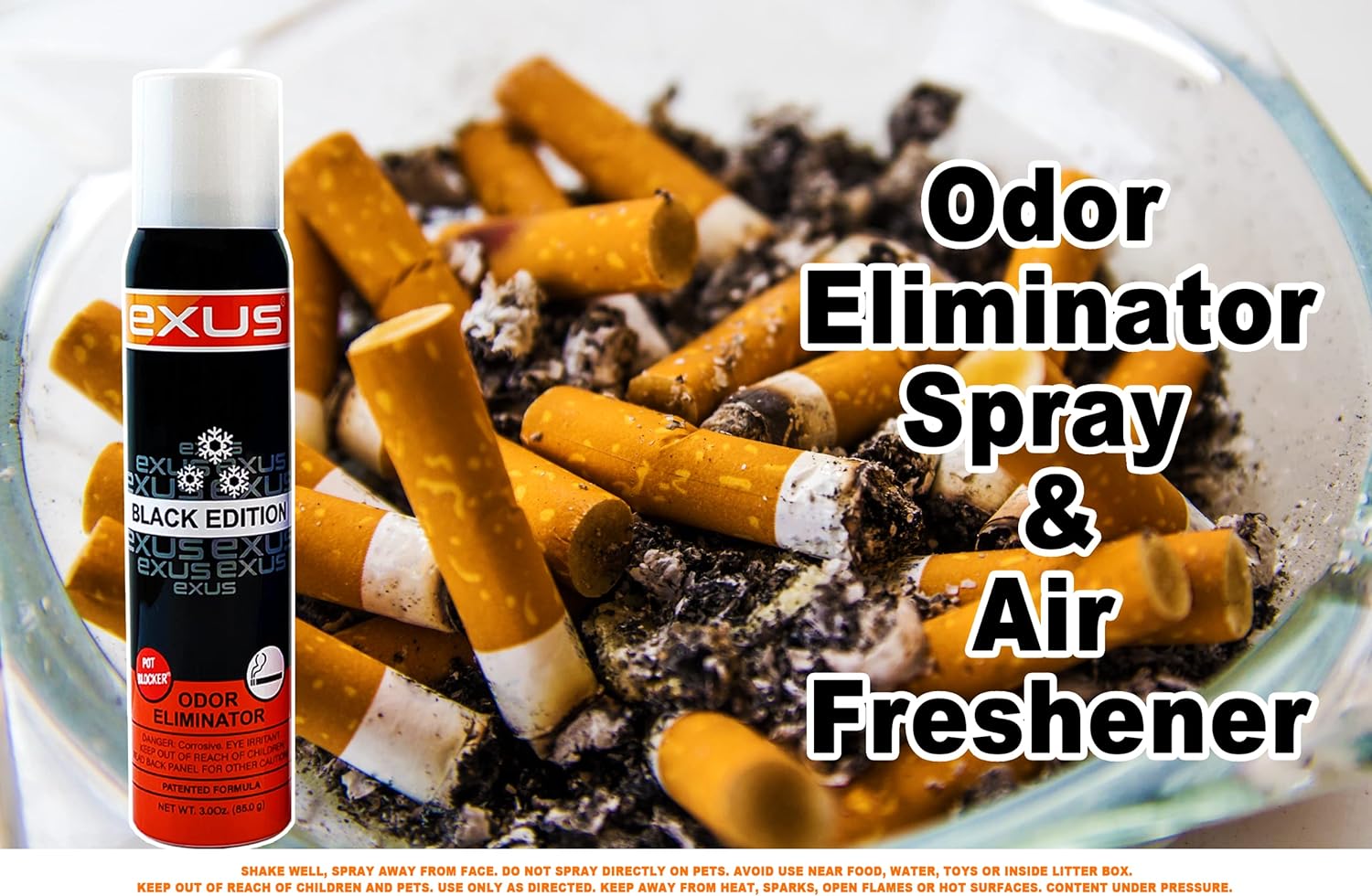 Exus Odor Eliminator & Air Freshener Spray For Strong Odor, Pet Odor Eliminator, Room Spray, Car Freshener (3 Pack) (Black Edition) : Health & Household