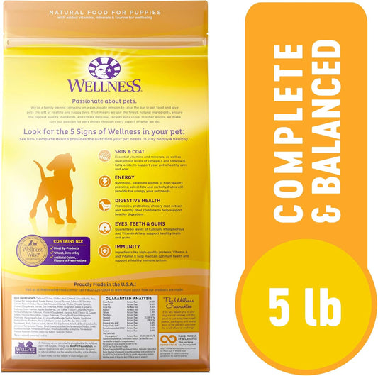 Wellness Complete Health Dry Puppy Food, Chicken, Salmon & Oatmeal, 5-Pound Bag