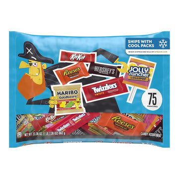 Hershey Miniatures Assorted Flavored, Halloween Candy Bag, 23.36 Oz (75 Pieces)