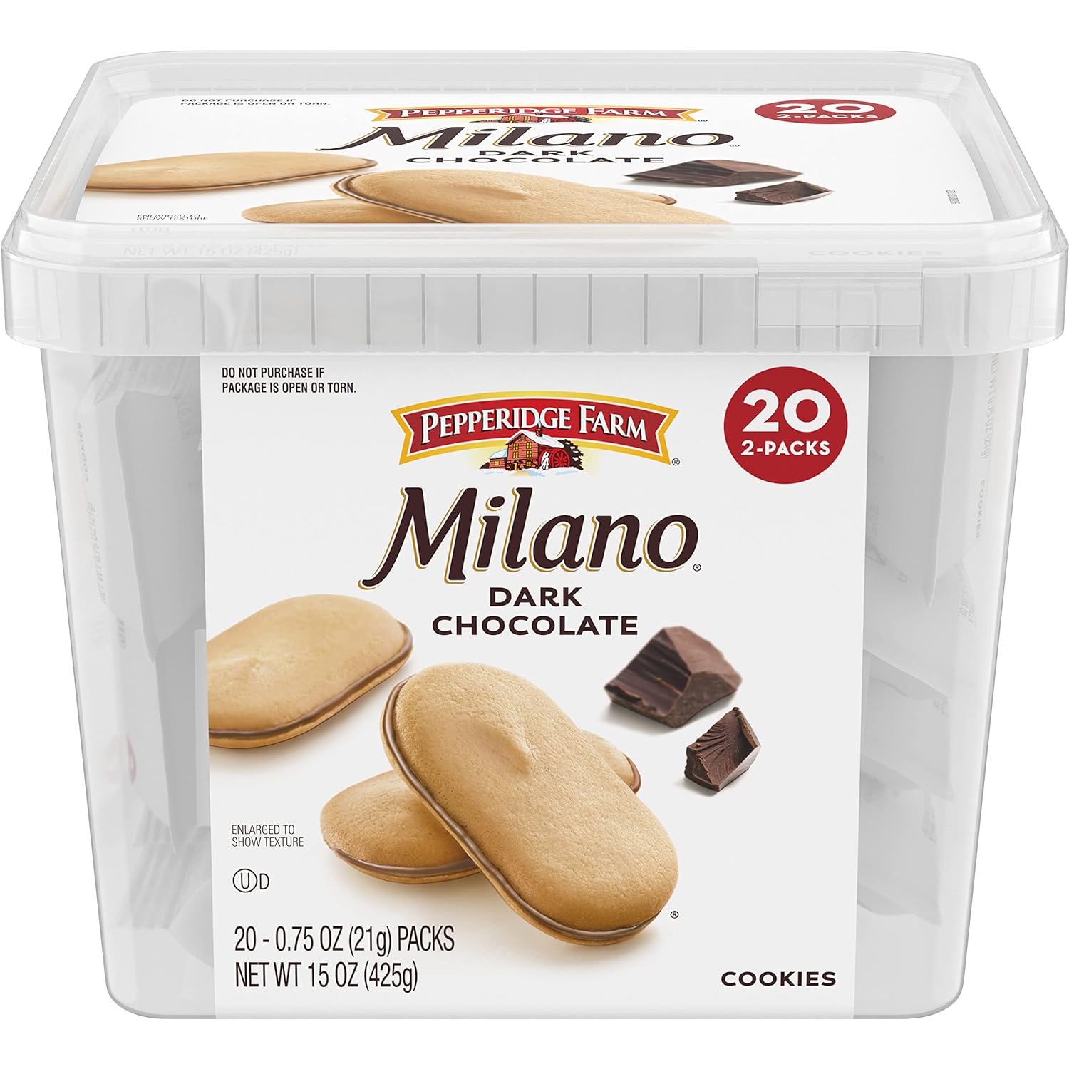 Pepperidge Farm Milano Cookies, Dark Chocolate, 20 Packs, 2 Cookies Per Pack