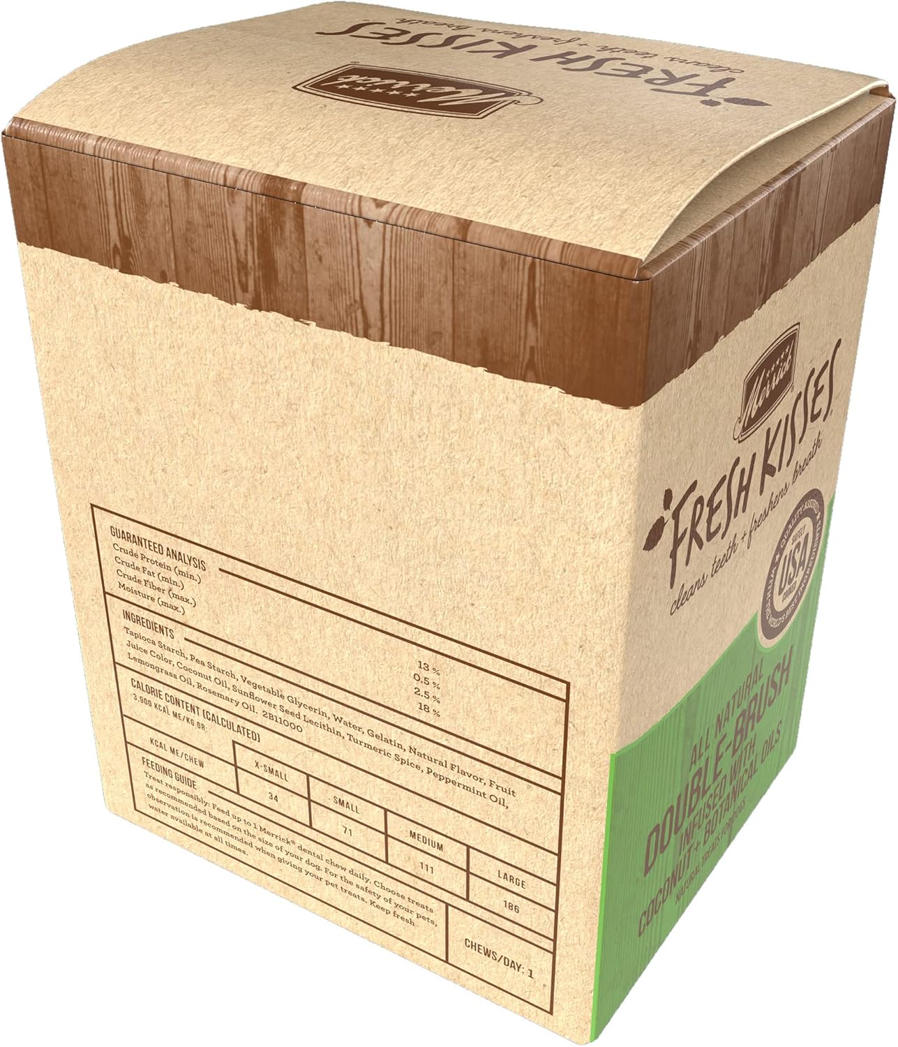 Merrick Fresh Kisses Natural Dental Chews Infused with Coconut and Botanical Oils for Small Dogs 15-25 Lbs - 48 ct. Box