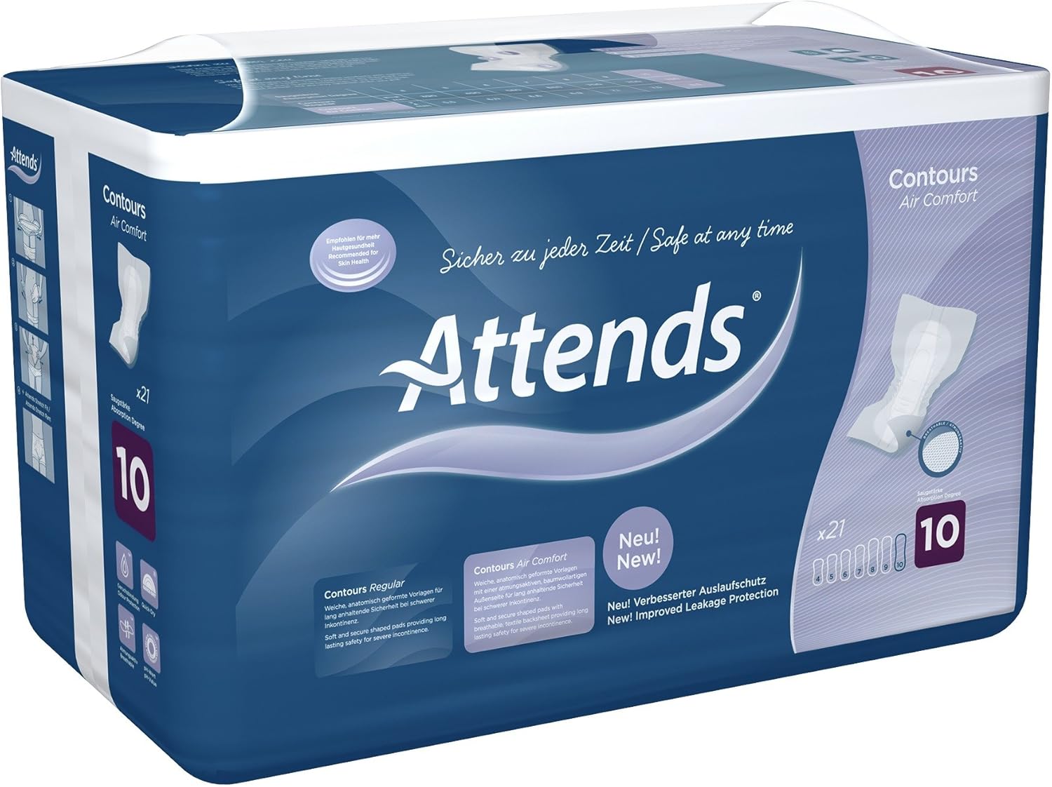 Attends Contours 10 Air Comfort, 84 Units (4 Packs Of 21)