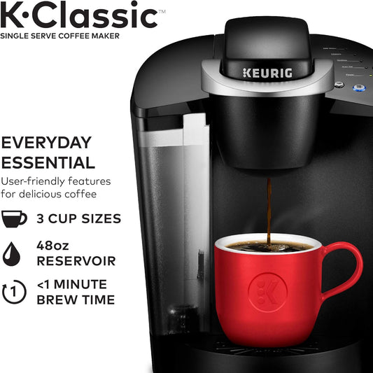 Keurig K-Classic Single Serve Coffee Maker With Keurig Entertainers' Collection Variety Pack, 40 K-Cup Pods