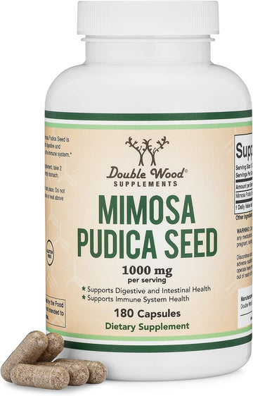 Mimosa Pudica Seed Capsules (180 Capsules, 3 Month Supply) 1000Mg, For Digestive Support, By Double Wood