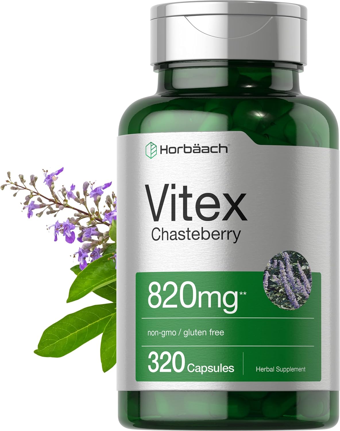 Horbäach Vitex Berry | 820Mg | 320 Capsules | Chasteberry Supplement For Women | Agnus-Castus Fruit | Non-Gmo, Gluten Free