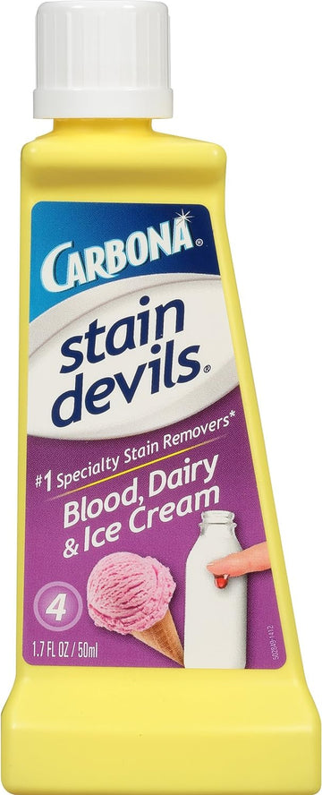 Carbona Stain Devils® #4 – Blood, Dairy & Ice Cream | Professional Strength Laundry Stain Remover | Multi-Fabric Cleaner | Safe On Skin & Washable Fabrics | 1.7 Fl Oz, 1 Pack