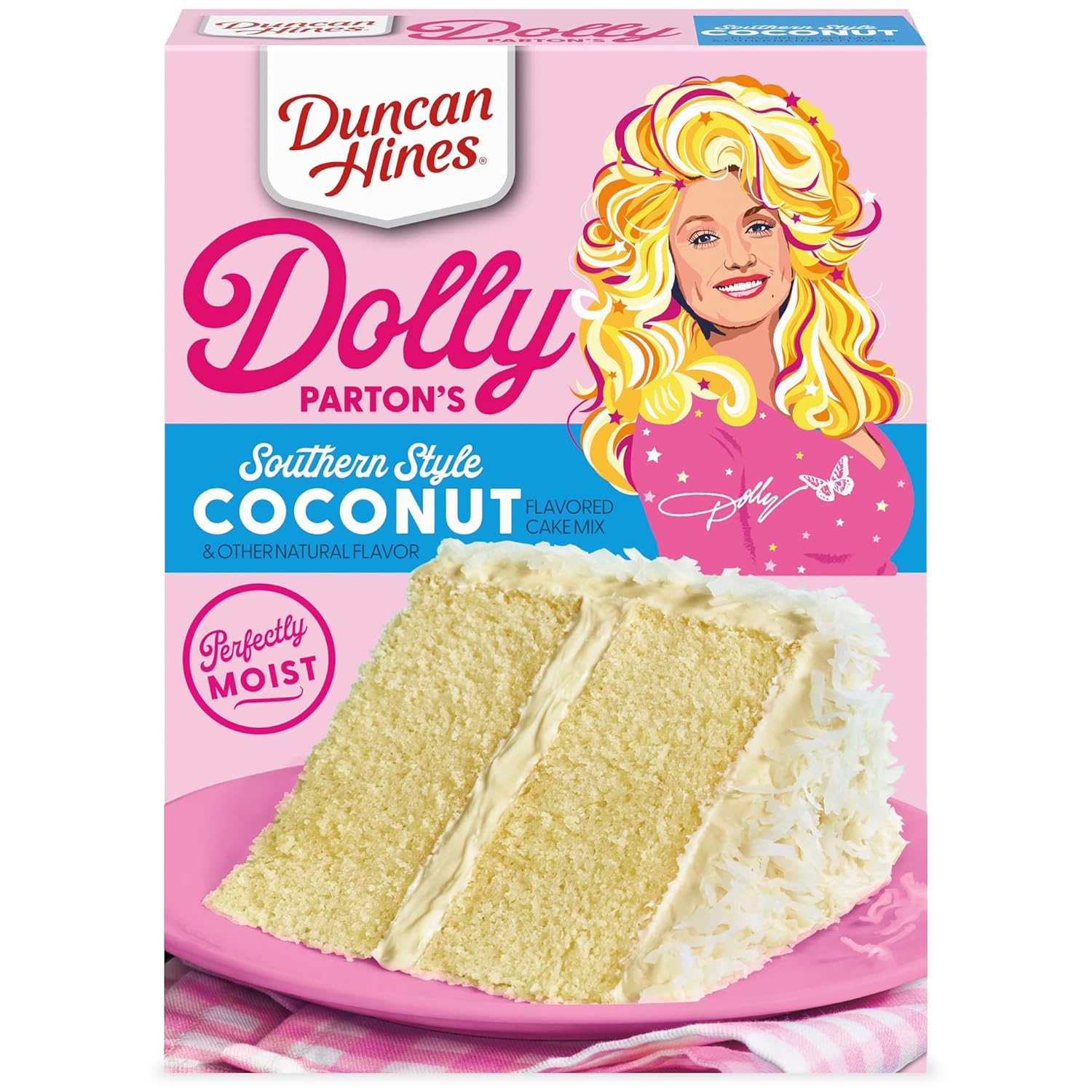 Duncan Hines Dolly Parton'S Favorite Southern-Style Coconut Flavored Cake Mix, 15.25 Oz