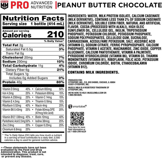 Muscle Milk Pro Series Protein Shake, Chocolate Peanut Butter, 40g Pro