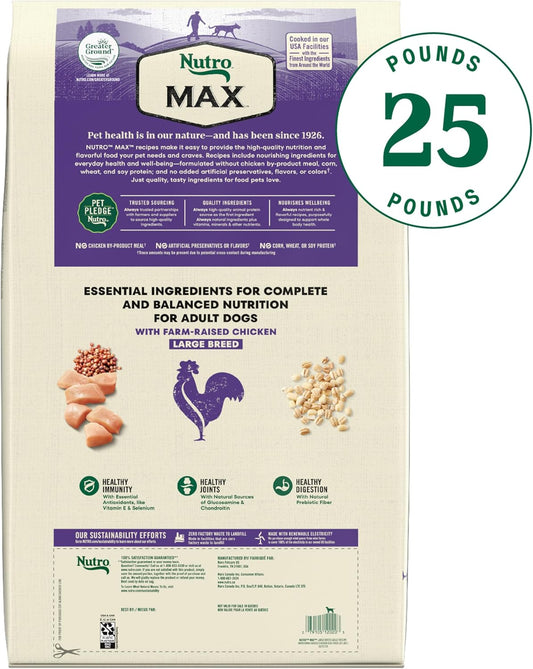 Nutro Max Large Breed Adult Recipe Dry Dog Food With Farm-Raised Chicken, 25 Lb Bag