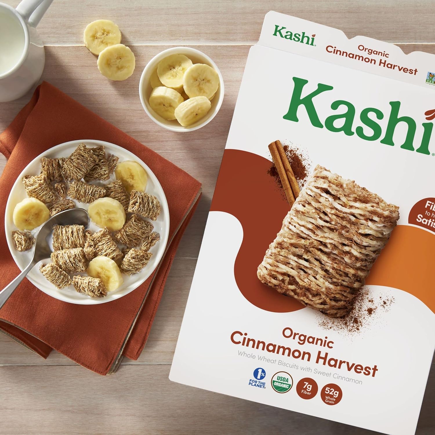 Kashi Cold Breakfast Cereal, Vegan, Organic Fiber Cereal, Cinnamon Harvest, 16.3oz Box (1 Box)