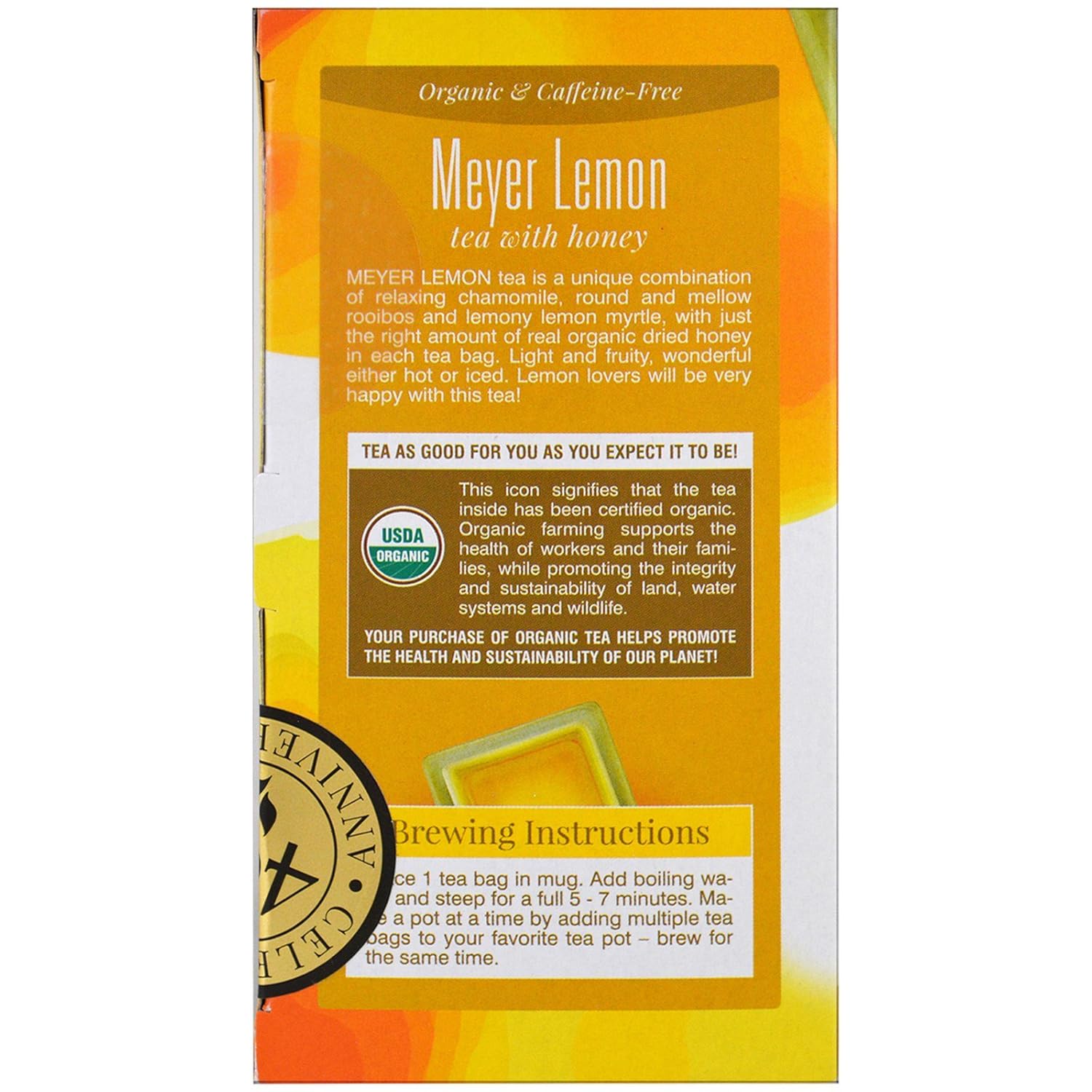 Davidson'S Organics, Meyer Lemon, 25-Count Tea Bags, Pack Of 6