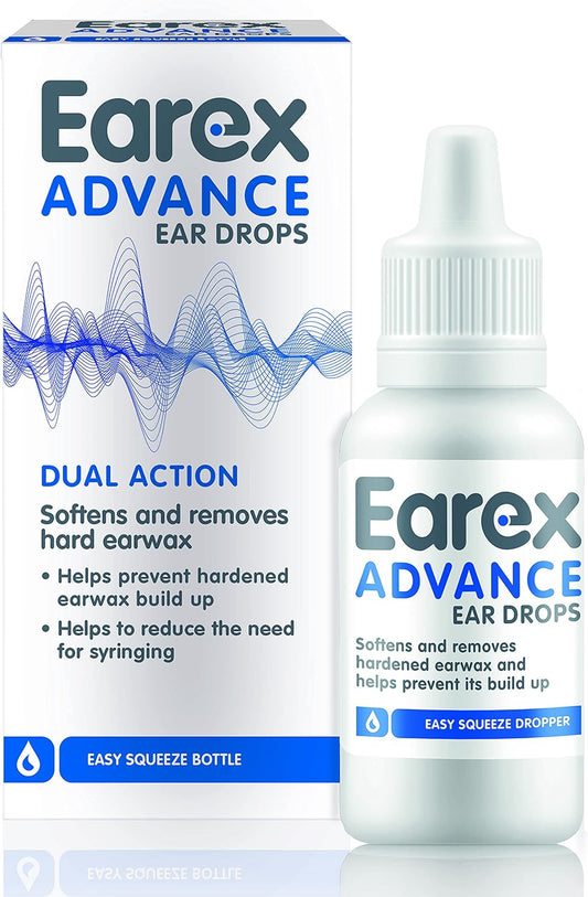 Earex Advance - Removes Hard Ear Wax- Prevent Ear Wax Build Up - Easy Squeeze Bottle - 12Ml