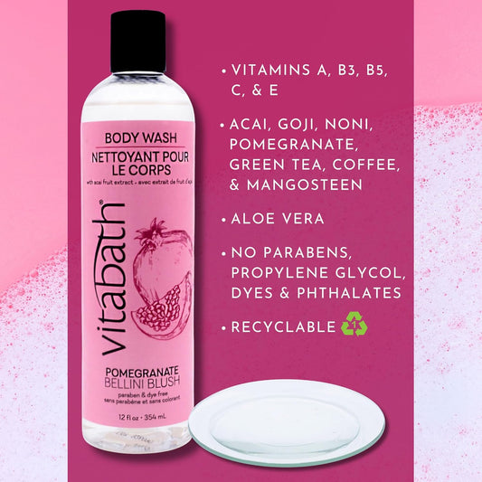 Vitabath Lavender & Chamomile Body Wash Moisturizing Bath & Shower Cleanser & Skincare Radiant Detox & Restore Nourishing Body Polish - Cruelty-Free, Paraben-Free - 12 Oz