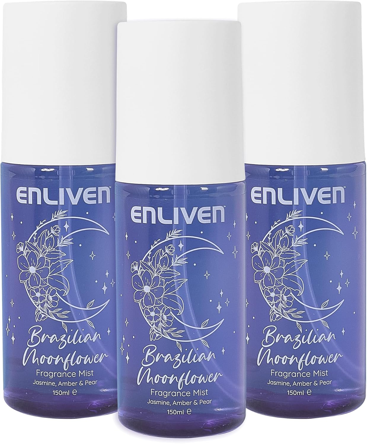Enliven Brazilian Moonflower Fragrance Mist - 150Mlx3 Pack - Notes Of Jasmine, Pear, Freesia And Sandalwood - Body Spray - Gifts For Women - Fragrance Body Mist - Womens Body Spray