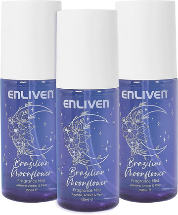 Enliven Brazilian Moonflower Fragrance Mist - 150Mlx3 Pack - Notes Of Jasmine, Pear, Freesia And Sandalwood - Body Spray - Gifts For Women - Fragrance Body Mist - Womens Body Spray