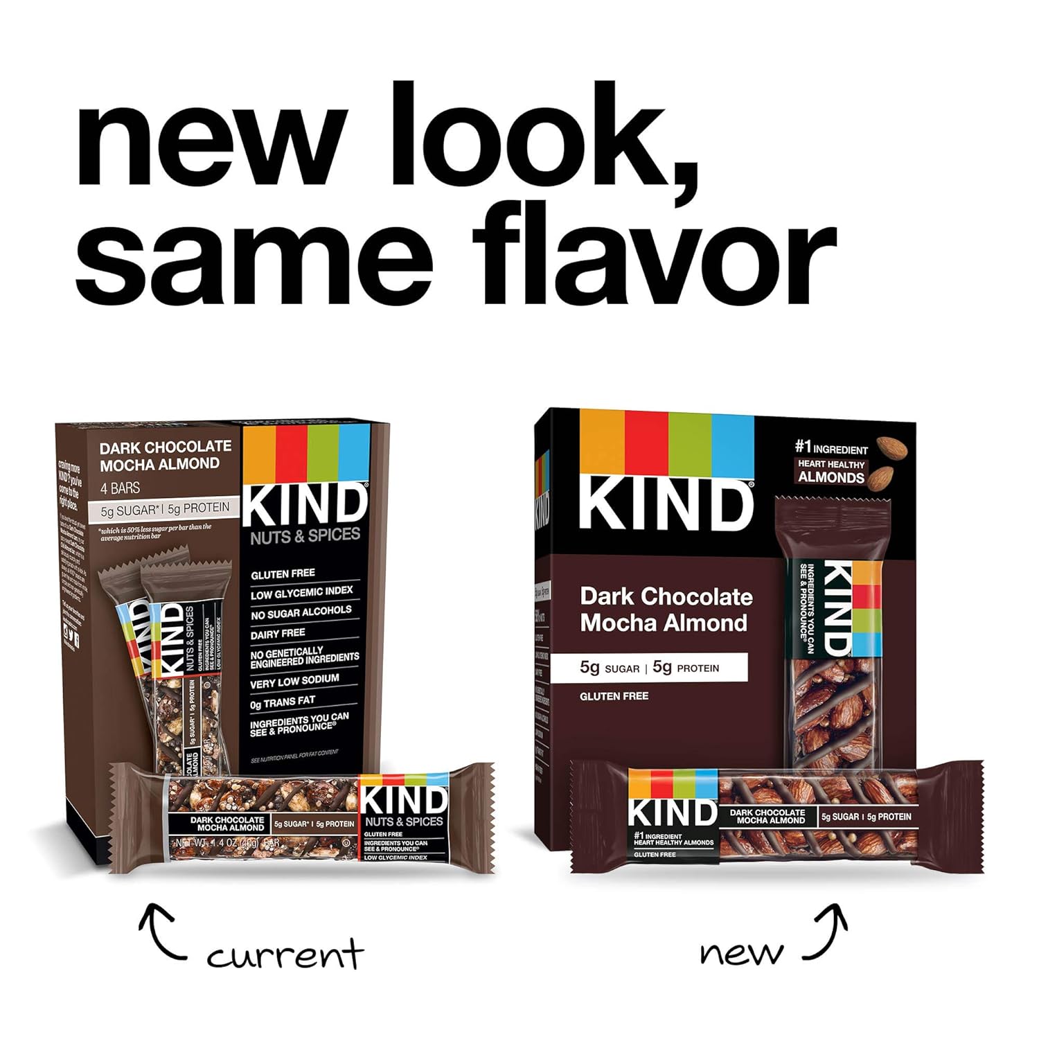 Kind Nut Bars, Dark Chocolate Mocha Almond, 1.4 Ounce, 60 Count, Gluten Free, 5G Sugar, 5G Protein