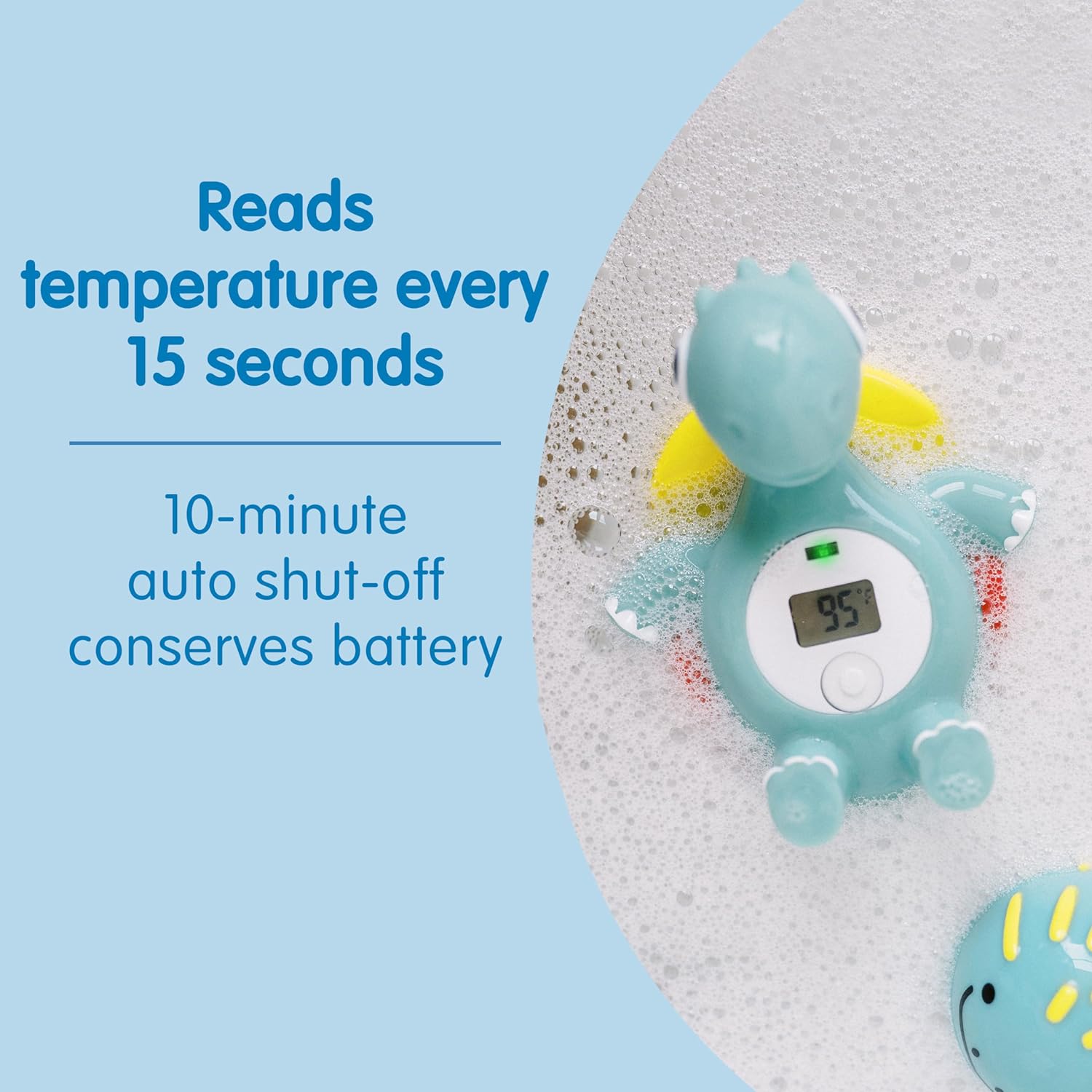 Dr. Brown's CleanUp Temposaurus Floating Bath Thermometer for Accurately Measuring Baby’s Bath Water Temperature, BPA Free