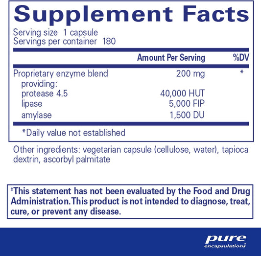 Pure Encapsulations Pancreatic Vegenzymes | Hypoallergenic Supplement For Carbohydrate, Lipid And Protein Digestion | 180 Capsules