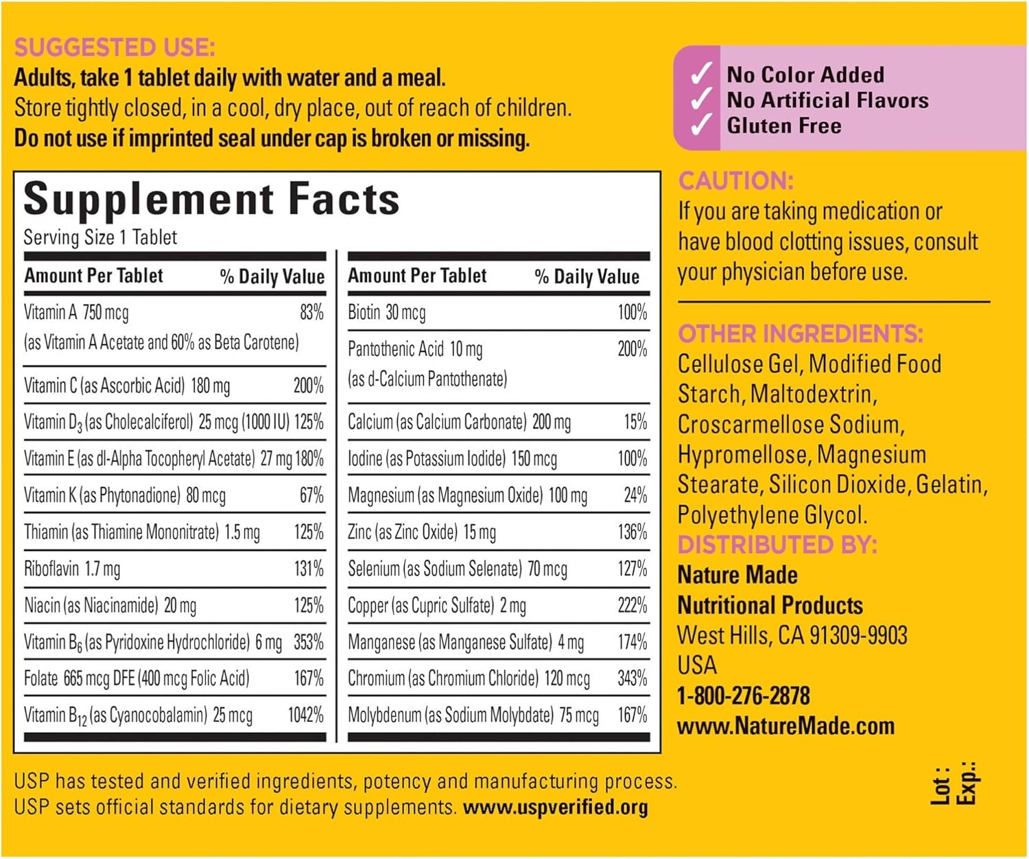 Nature Made Women's Multivitamin 50+ Tablets with Vitamin D, 90 Count for Daily Nutritional Support