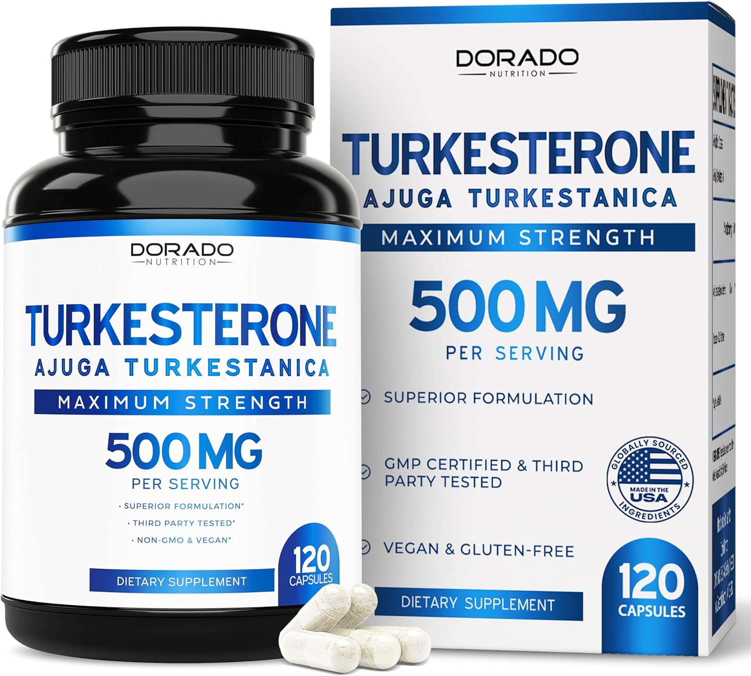 Turkesterone Supplement 500Mg (120 Capsules) - Stamina, Drive, Athletic Performance & Muscle Mass - (Ajuga Turkestanica Std. To 10% Turkesterone) (Similar To Ecdysterone) - Non-Gmo & Vegan Capsules