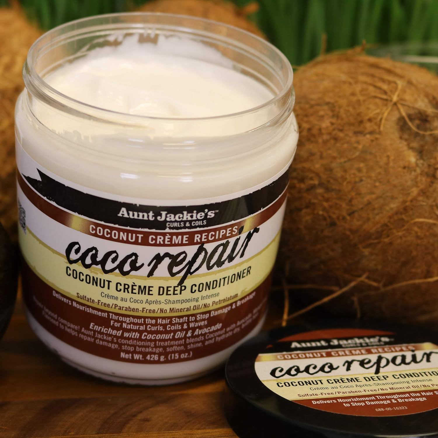 Aunt Jackie's Coconut Crème Recipes Coco Repair Deep Hair Conditioner, Delivers Nourishment, Stops Damage, Breakage for Natural Curls, 15 oz : Beauty & Personal Care