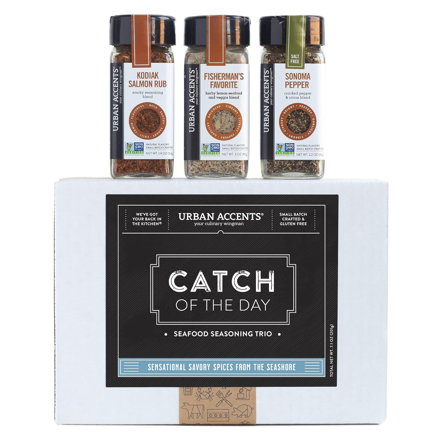 Urban Accents CATCH OF THE DAY, Seafood Seasoning Gift Set (Set of 3) - Ultimate Fish Seasoning Set for Seafood, Meat and even Veggies- The Gift for Any Occasion