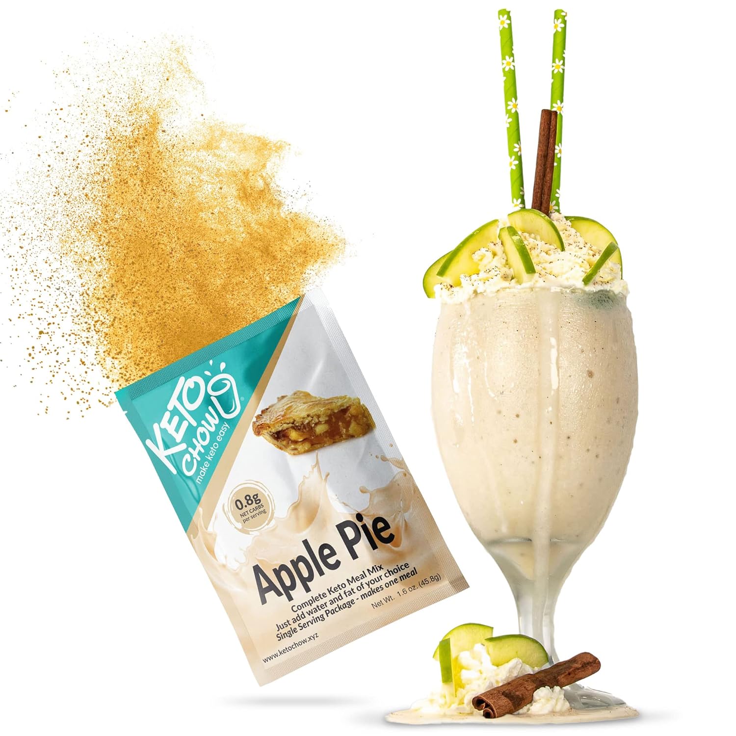 Keto Chow Apple Pie | Keto Meal Replacement Shake Powder | Nutritionally Complete | Low Carb | Delicious Easy Meal Substitute | Protein Rich You Choose The Fat | Single Meal Sample