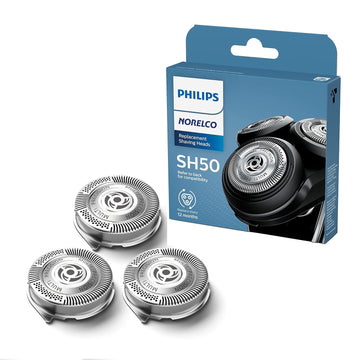 Philips Norelco Sh50/52 Shaving Heads, Compatible With Philips Shavers Series 5000 And 6000, Powerful Performance, Self-Sharpening, 3 Pieces, Model Sh50/52 Replaces Model Hq9/50, Hq56/50 And Rq11/50