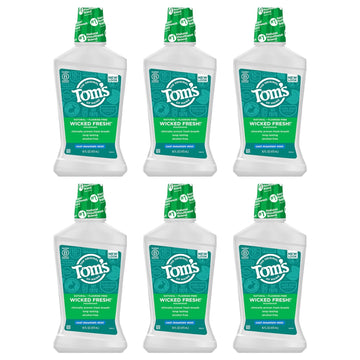 Tom'S Of Maine Natural Wicked Fresh Alcohol-Free Mouthwash, Cool Mountain Mint, 16 Oz. 6-Pack (Packaging May Vary)