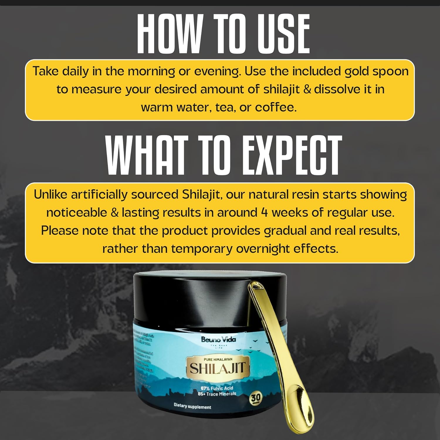 Pure Himalayan Organic Shilajit Resin For Men & Women - 100% Authentic, 3Rd Party Lab Tested, Natural Grade-A Supplement For Energy & Immune Support - Fulvic Acid & Trace Minerals - 30 Grams