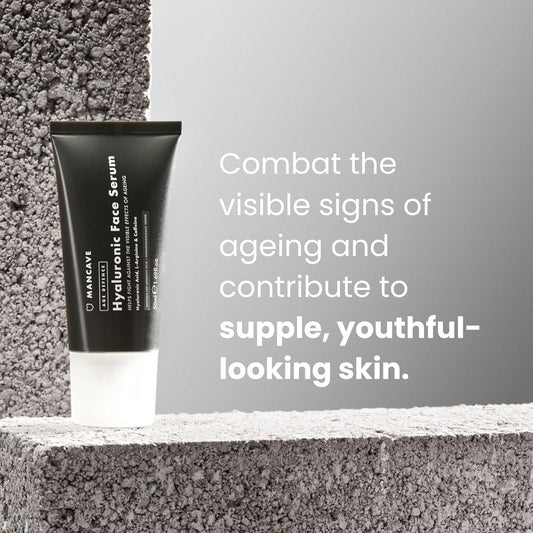 Mancave Hyaluronic Acid And Caffeine Anti-Aging Face Serum 50Ml, Formulated To Reduce The Appearance Of Fatigue And Enhance Damaged Skin With Caffeine And Glycogen, Vegan Friendly, Made In The Uk