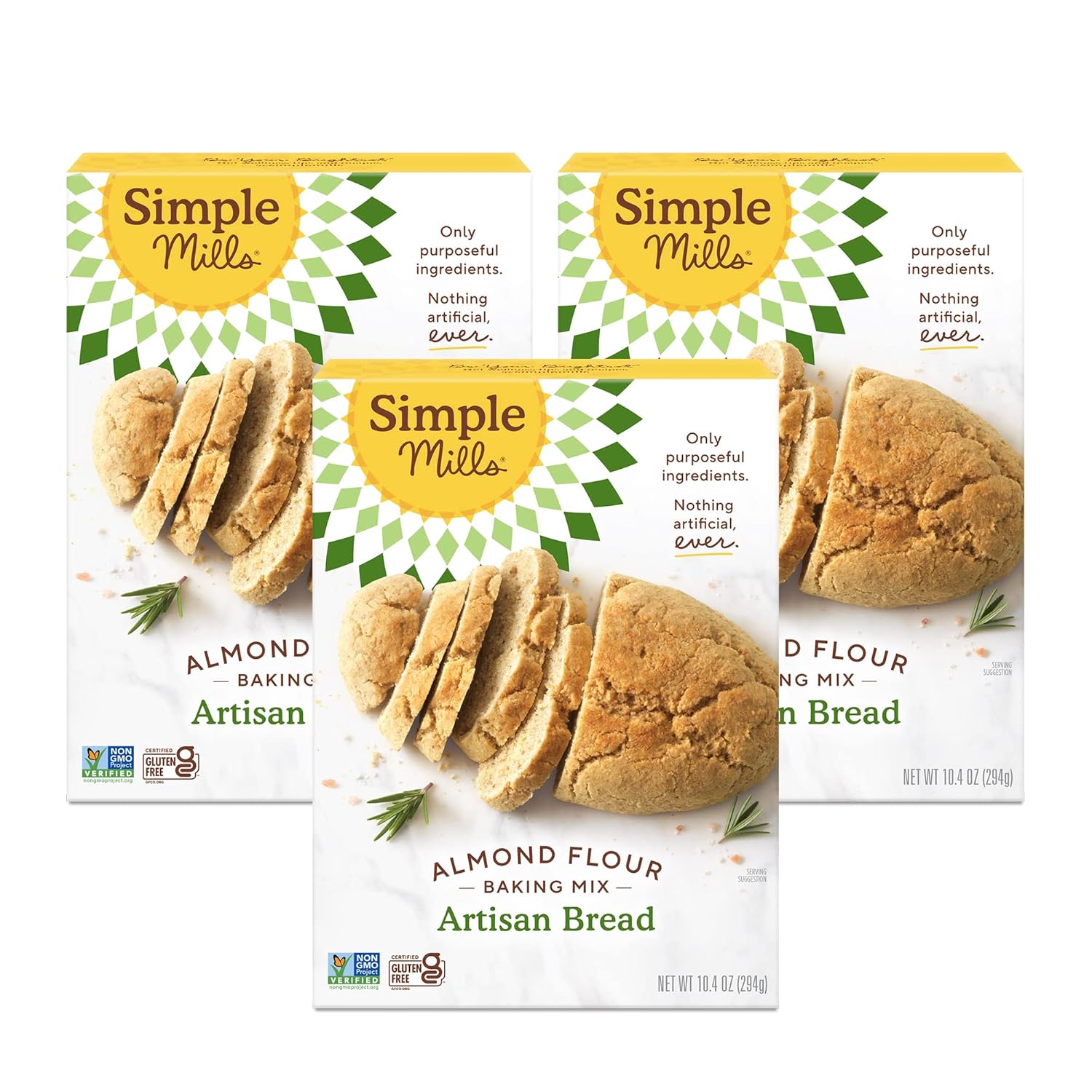 Simple Mills Almond Flour Baking Mix, Artisan Bread Mix - Gluten Free, Plant Based, Paleo Friendly, 10.4 Ounce (Pack Of 3)