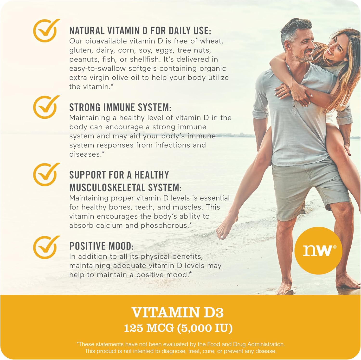 Naturewise Vitamin D3 5000Iu (125 Mcg) 200-Day Supply For Immune Support, Healthy Muscle Function, And Bone Health - Non-Gmo, Gluten Free In Organic Extra Virgin Olive Oil, (Mini Softgel), 200 Count