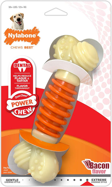 Nylabone Pro Action Power Chew Durable Dental Chew Toy For Dogs, Bacon Flavor, Large/Giant (1 Count)
