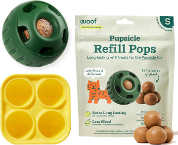 Woof Starter Pack - Pupsicle Interactive Dog Toys - Silicone Dog Treat Mold And Pupsicle Refill Pops Chicken - Dog Toys For Small Dogs 10-25 Lbs