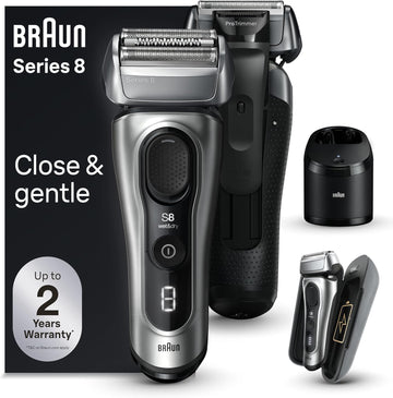 Braun Series 8 8577Cc Electric Razor For Men, 4+1 Shaving Elements & Precision Long Hair Trimmer, 5In1 Smartcare Center, Close & Gentle Even On Dense Beards, Powercase For Mobile Charging, Wet & Dry