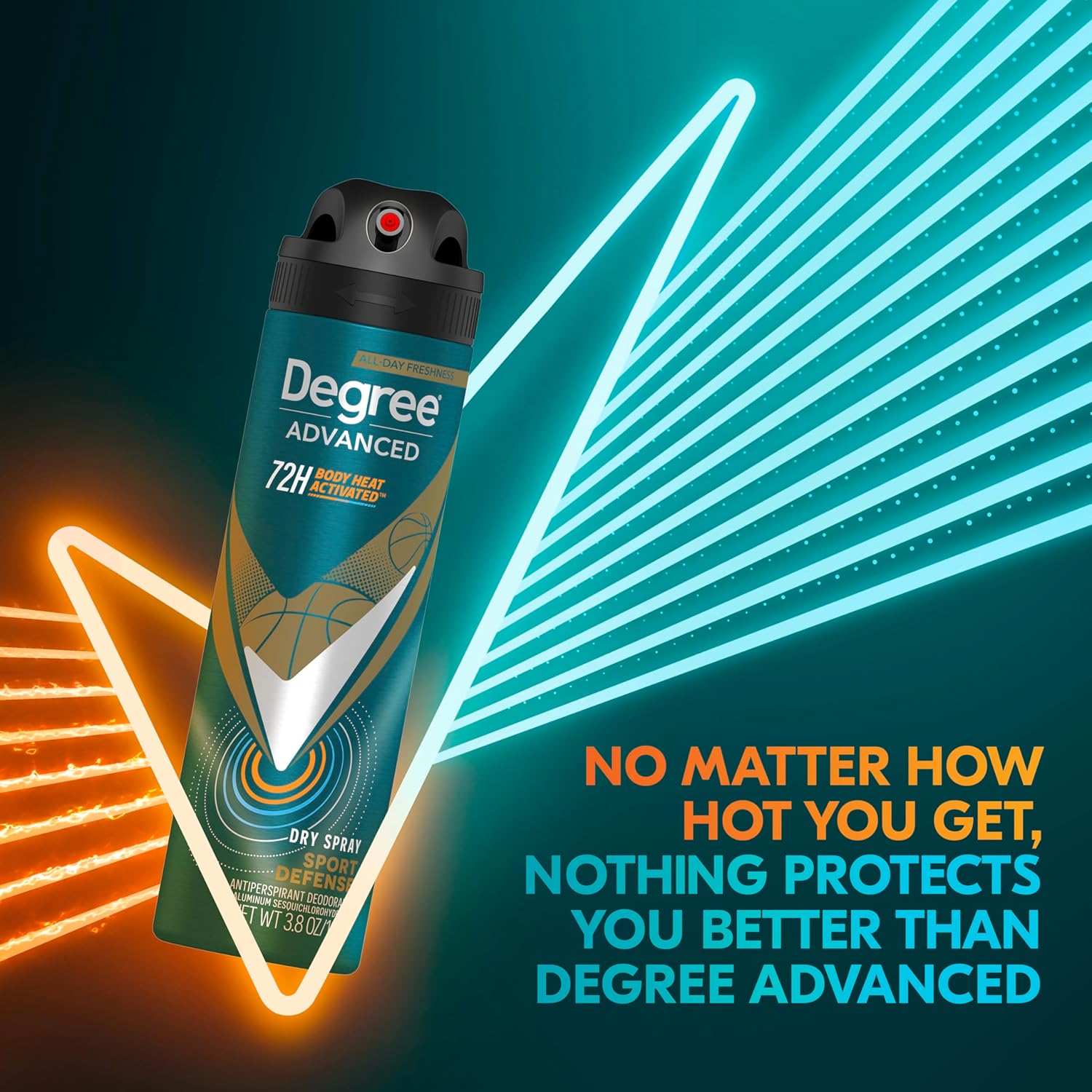 Degree Men Antiperspirant Deodorant Dry Spray Sport Defense 72-Hour Sweat and Odor Protection Deodorant For Men With Body Heat Activated Technology 3.8 oz : Beauty & Personal Care